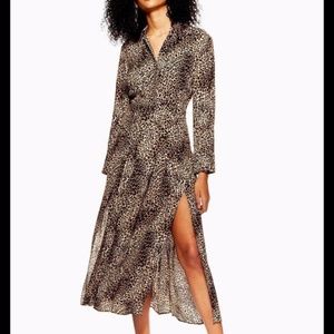 NWT Leopard side slit midi shirtdress TOPSHOP